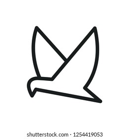 Dove Pigeon Bird Logo Template. Strong Stylish Wings Vector Flat Line Stroke Icon Pictogram.