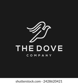 dove pigeon bird logo vector vintage retro monoline line art outline clean minimal design abstract template