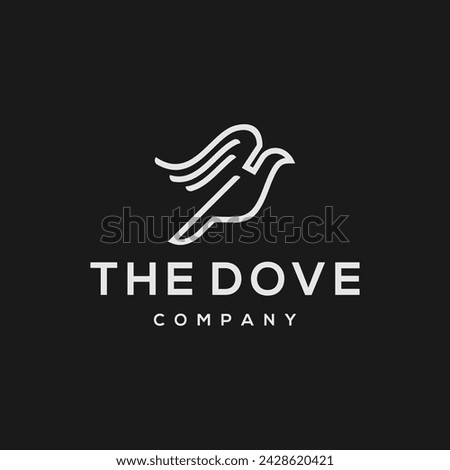 dove pigeon bird logo vector vintage retro monoline line art outline clean minimal design abstract template