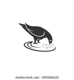 Dove Pigeon Eating Icon Template Illustration