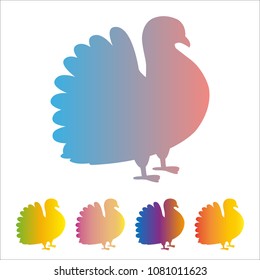 Dove, pigeon icon, gradient silhouette on white background