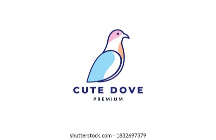 dove or pigeon  line abstract colorful modern logo vector illustration design