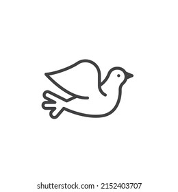 Dove, pigeon line icon. linear style sign for mobile concept and web design. Flying dove outline vector icon. Peace symbol, logo illustration. Vector graphics