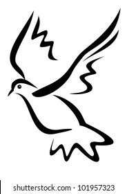 dove, pigeon symbol, isolated vector illustration