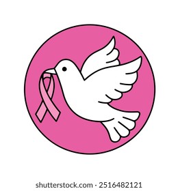 Dove with pink ribbon symbol for breast cancer awareness