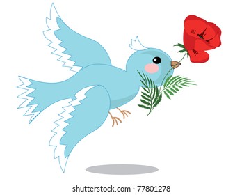 Dove with poppy