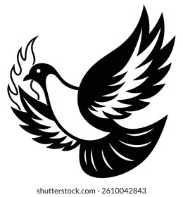 dove with radiant flame effect