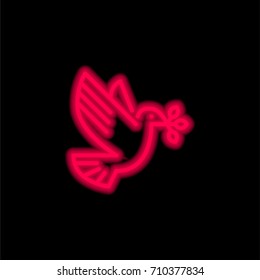 Dove red glowing neon ui ux icon. Glowing sign logo vector