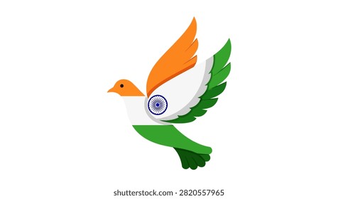 The dove representing peace with Indian flag colors