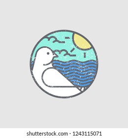 Dove and Sea Vector illustration