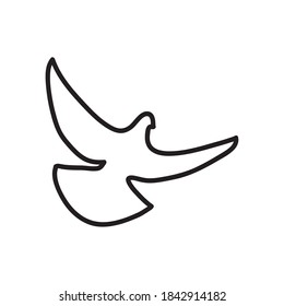 dove shape icon over white background, line style, vector illustration