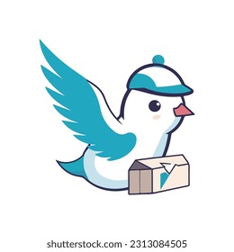 Dove shape mascot logo for delivery service provider company