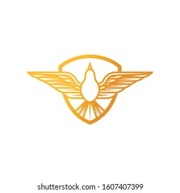 Dove Shield logo icon Vector. Abstract Flying dove shield logo elegant silhouette design vector. Dove logo, emblem, template vector illustration design on a white background.
