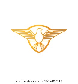 Dove Shield logo icon Vector. Abstract Flying dove shield logo elegant silhouette design vector. Dove logo, emblem, template vector illustration design on a white background.