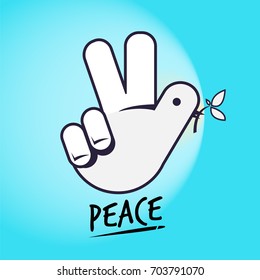 Dove and sign.  Hand as  dove. peace concept. creative hand sign - vector illustration