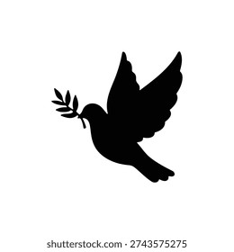 Dove silhouette icon vector flat design.