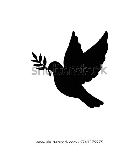 Dove silhouette icon vector flat design.