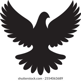 dove silhouette icon with its wings spread wide open against a white background.