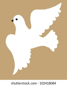 dove silhouette on brown background, vector illustration