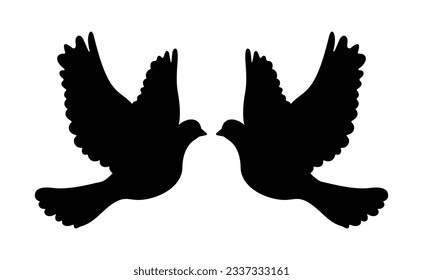 Dove Silhouette Two pigeons in flight Illustration