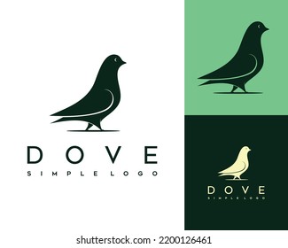Dove silhouette. Vector illustration of a black standing dove icon logo on a white background.
