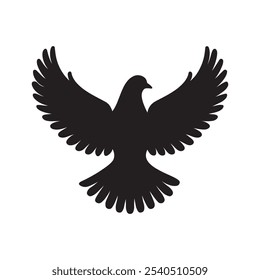 Dove silhouette vector illustration, Vector Simple Isolated Peace Icon.