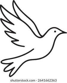 dove silhouette vector line art on white background