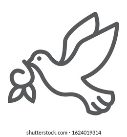 Dove Sun Line Icon, Easter And Bird, Dove Of Peace Sign, Vector Graphics, A Linear Pattern On A White Background, Eps 10