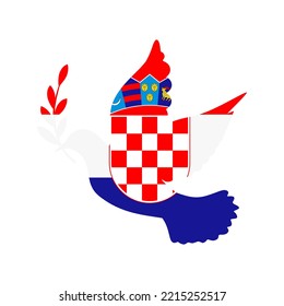 Dove symbol of peace and flag of Croatia. Dove with Croatia flag color. World support for Croatia. Peace symbol isolated. Vector illustration