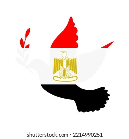 Dove symbol of peace and flag of Egypt. Dove with Egypt flag color. World support for Egypt. Peace symbol isolated. Vector illustration