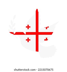 Dove symbol of peace and flag of Georgia. Dove with Georgia flag color. World support for Georgia. Peace symbol isolated. Vector illustration