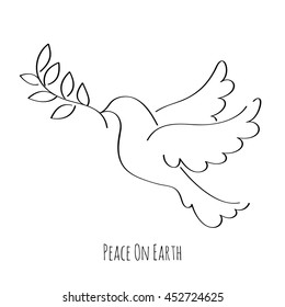 Dove symbol of peace hand drawn vector illustration.