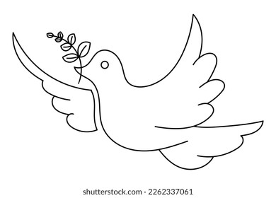 Dove symbol of peace. Dove line icon. Vector isolated on white background.