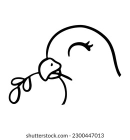Dove is symbol peace and love. Coloring page for kids. Digital stamp. Cartoon style character. Vector illustration isolated on white background.
