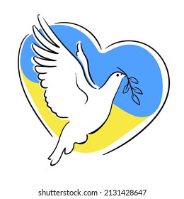 The dove is a symbol of peace in Ukraine, a sign of the end of the war. Blue and yellow state flag.