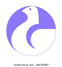 dove symbol,  white on blue background, logo editable, creative template, vector illustration