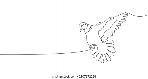 Dove take wing continuous line drawing. One line art of time of love, birds, relationship, lovers, wings, fly, ease, feelings, good, symbolism.