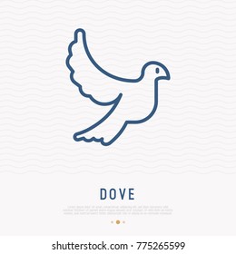 Dove thin line icon. Modern vector illustration of peace symbol.