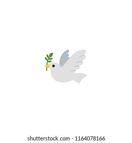 Dove vector flat icon with leaf