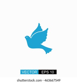 Dove vector. Isolated blue icon on white background.