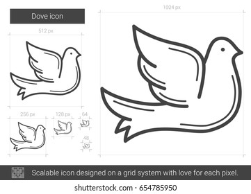 Dove vector line icon isolated on white background. Dove line icon for infographic, website or app. Scalable icon designed on a grid system.