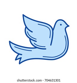 Dove vector line icon isolated on white background. Dove line icon for infographic, website or app. Blue icon designed on a grid system.