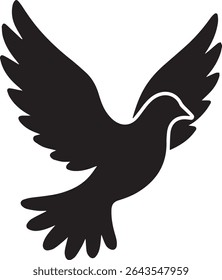 dove vector silhouette on white background