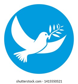 Dove of white color symbol of peace isolated in circle