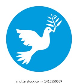 Dove of white color symbol of peace isolated in circle