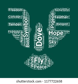 dove word cloud. word cloud of dove shape can be use for blog.