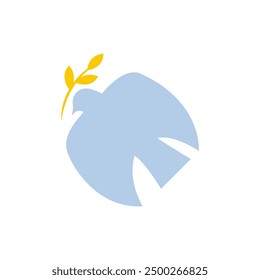 Dove with Yellow Wheat over White