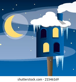 Dovecot night in winter vector