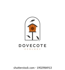 Dovecote wooden bird house logo icon illustration style