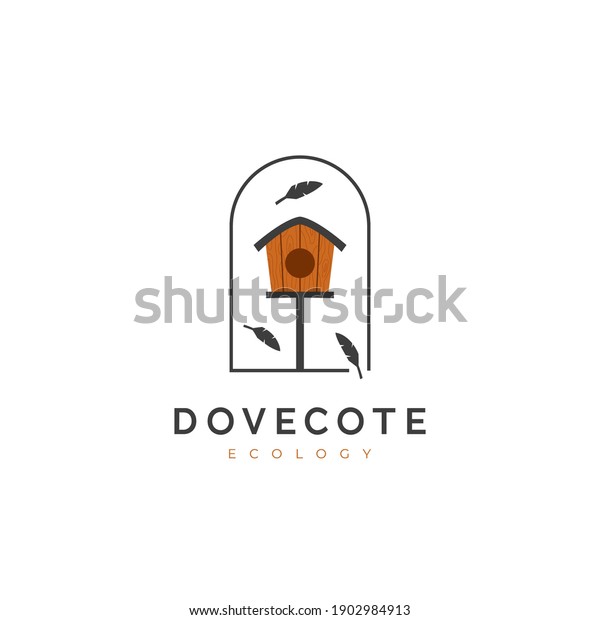 Dovecote\
wooden bird house logo icon illustration\
style
